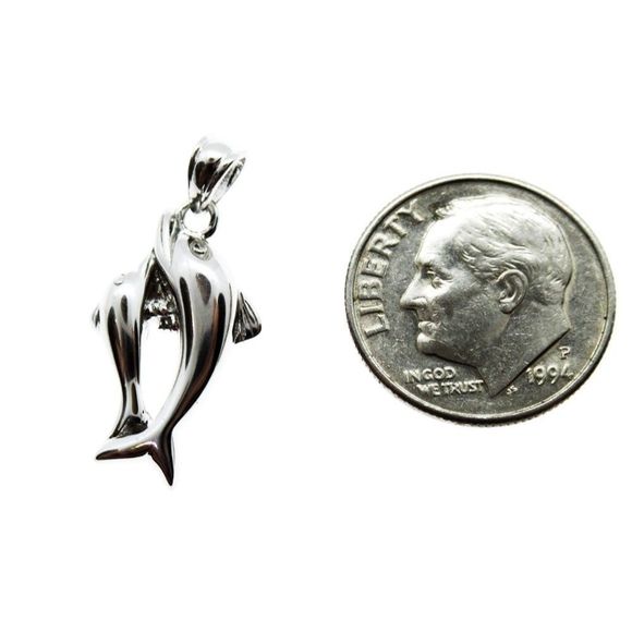 Sterling Silver 925 Dolphin Pendant Curb Chain 20" - Picture 11 of 11